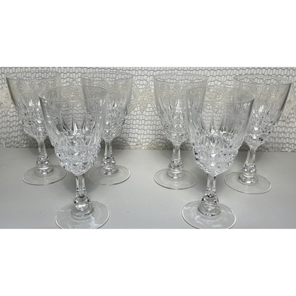 Cristal d' Arques "Pompadour" Other - 6 Vintage Cristal d' Arques "Pompadour" Wine Glasses, French Bistro Stemware 6"